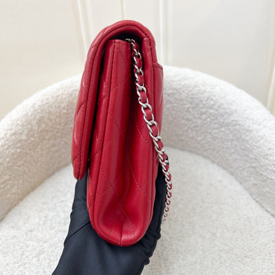 Chanel Classic Timeless Clutch with Chain in Red Lambskin and SHW (Model: A65051)