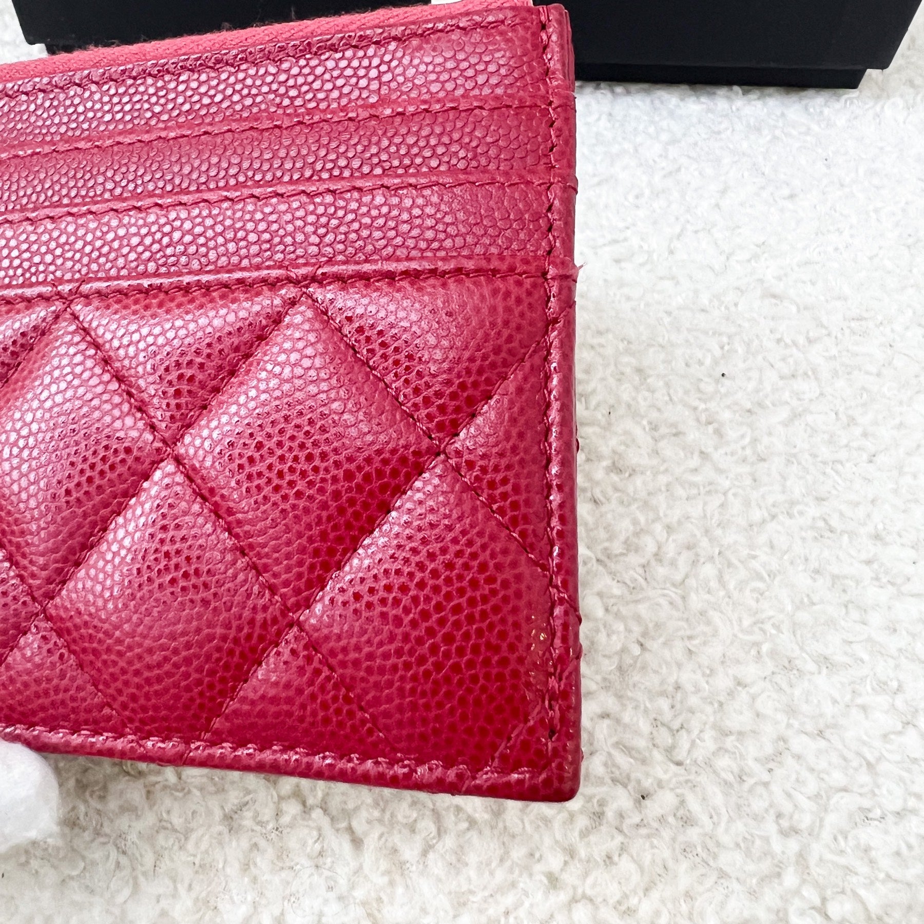 Chanel Classic Zip Card Holder / Small Wallet in Raspberry Red Caviar SHW