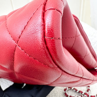 Chanel Classic Timeless Clutch with Chain in Red Lambskin and SHW (Model: A65051)