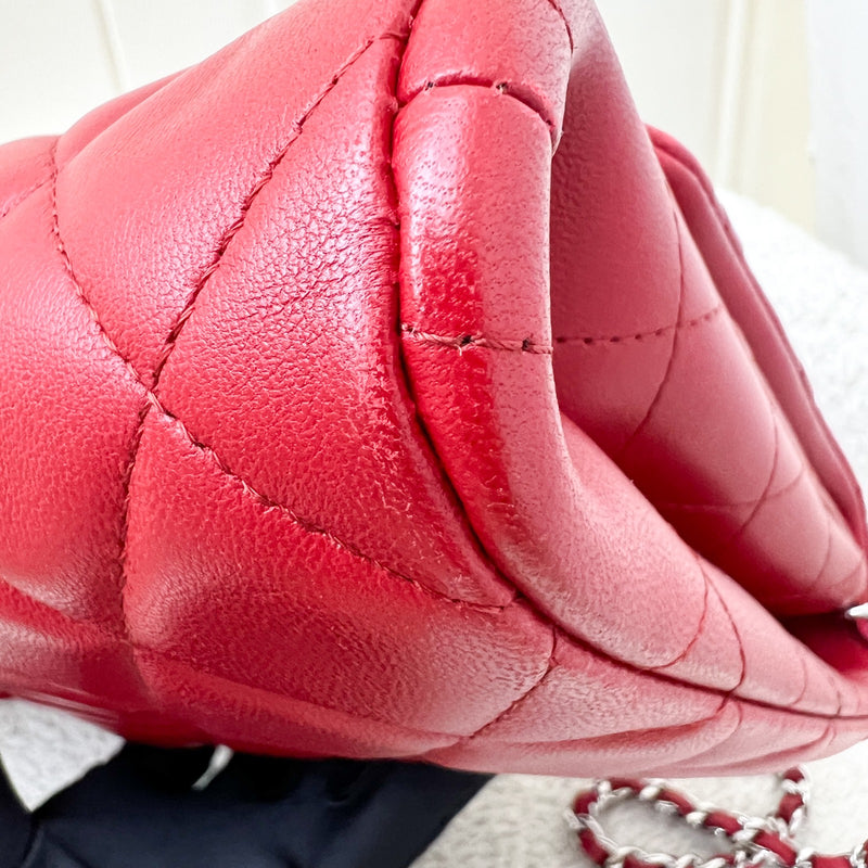 Chanel Classic Timeless Clutch with Chain in Red Lambskin and SHW (Model: A65051)
