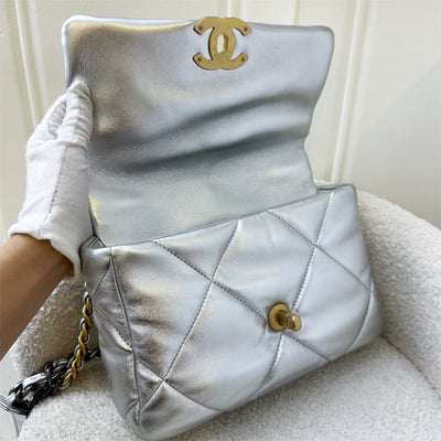 Chanel 19 Small Flap in 22C Silver Lambskin and 3-tone HW