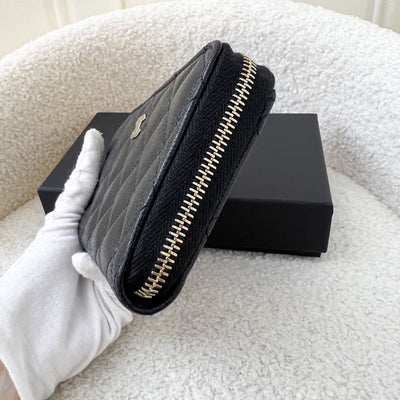 Chanel Zippy Mid-Length Medium Wallet in Black Caviar and LGHW