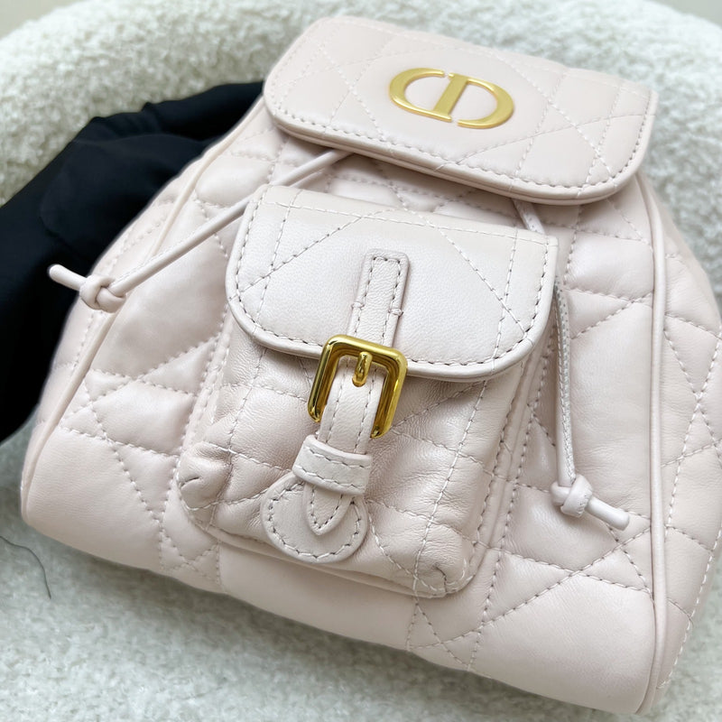 Dior Small Caro Backpack in Powder Pink Lambskin and GHW