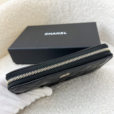 Chanel Zippy Mid-Length Medium Wallet in Black Caviar and LGHW