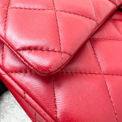 Chanel Classic Timeless Clutch with Chain in Red Lambskin and SHW (Model: A65051)