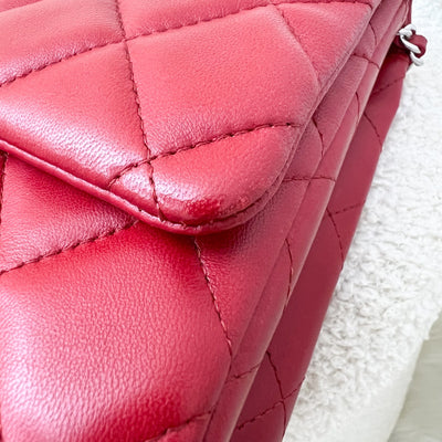 Chanel Classic Timeless Clutch with Chain in Red Lambskin and SHW (Model: A65051)