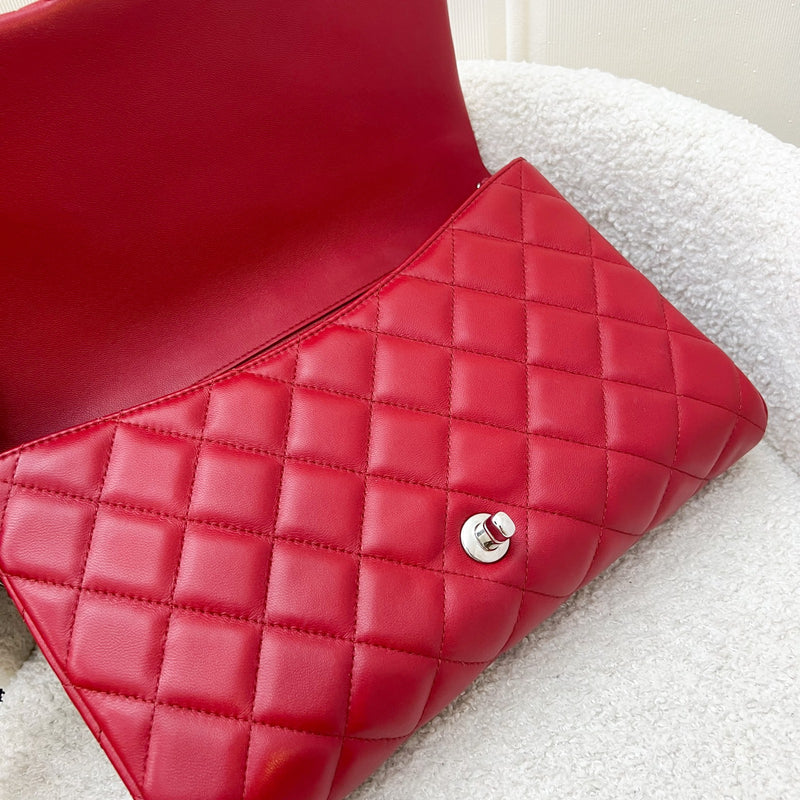 Chanel Classic Timeless Clutch with Chain in Red Lambskin and SHW (Model: A65051)