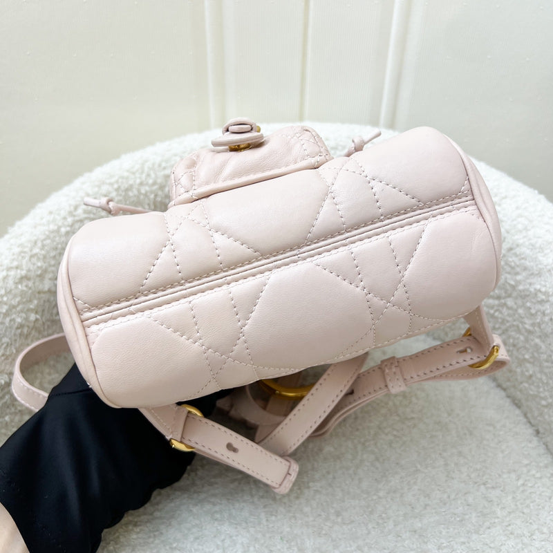 Dior Small Caro Backpack in Powder Pink Lambskin and GHW