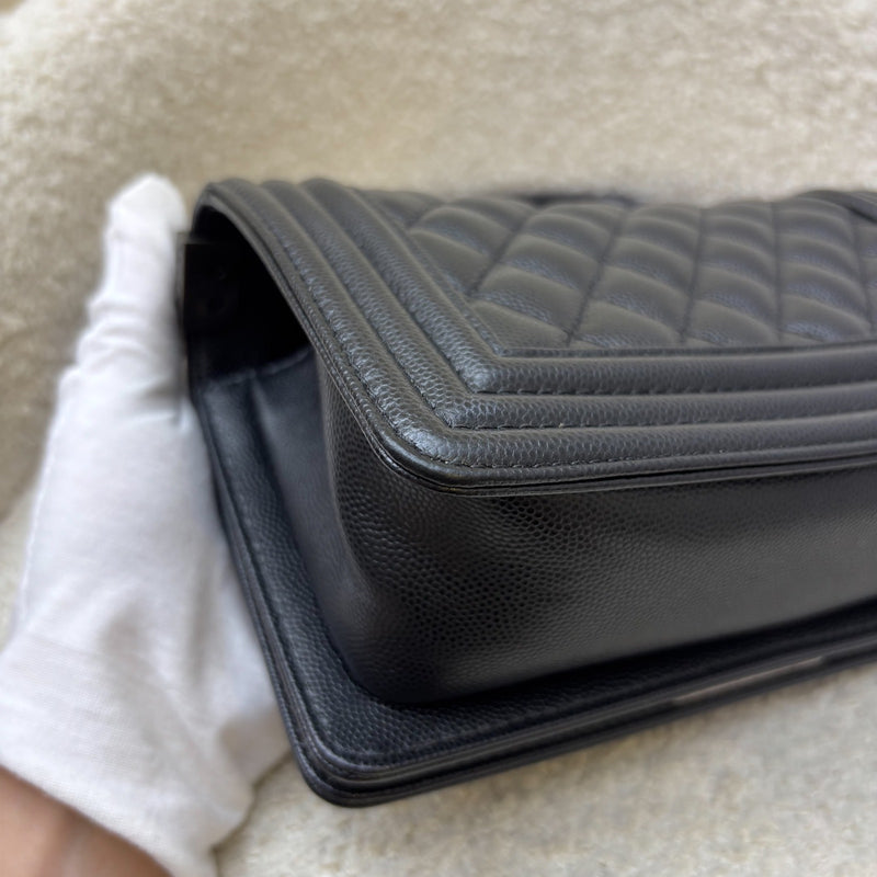 Chanel Small 20cm Boy Flap in Black Caviar and RHW (Model: A67085)