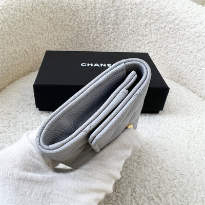 Chanel 23A Snap Card Holder in Grey Caviar GHW