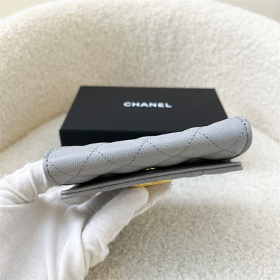 Chanel 23A Snap Card Holder in Grey Caviar GHW