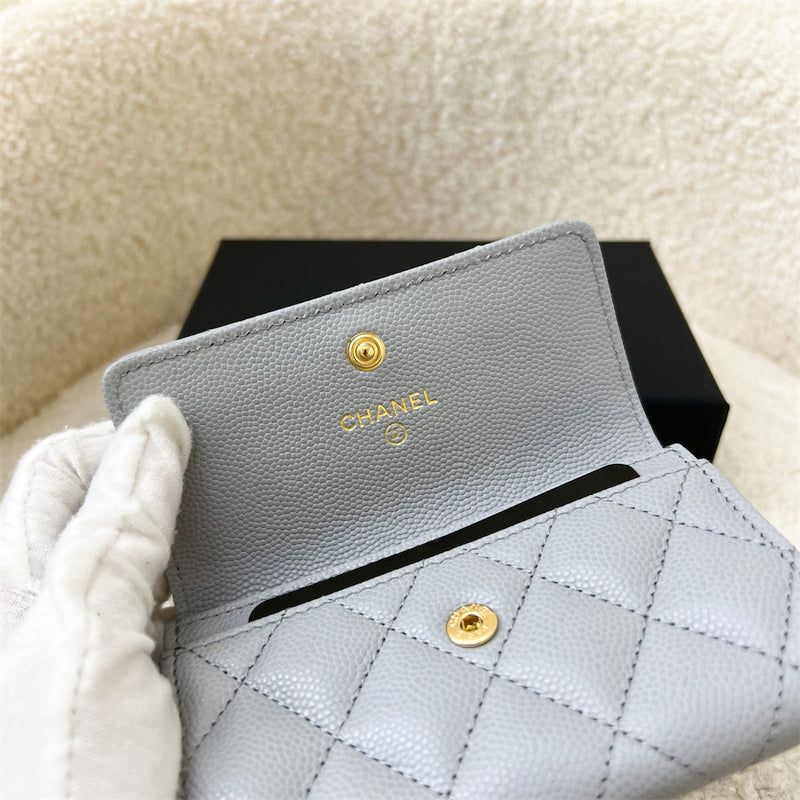 Chanel 23A Snap Card Holder in Grey Caviar GHW