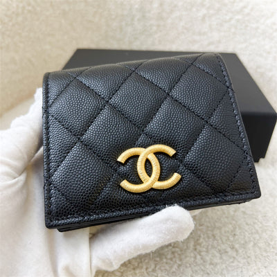 Chanel 23B Bifold Compact Wallet in Black Caviar and GHW