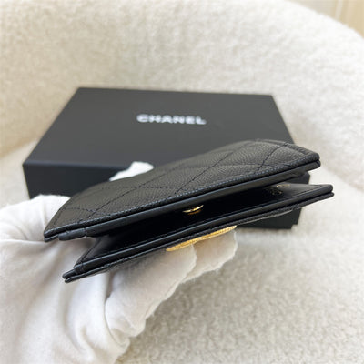 Chanel 23B Bifold Compact Wallet in Black Caviar and GHW