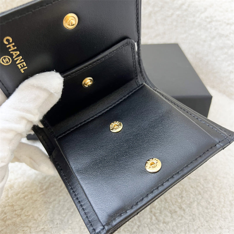 Chanel 23B Bifold Compact Wallet in Black Caviar and GHW