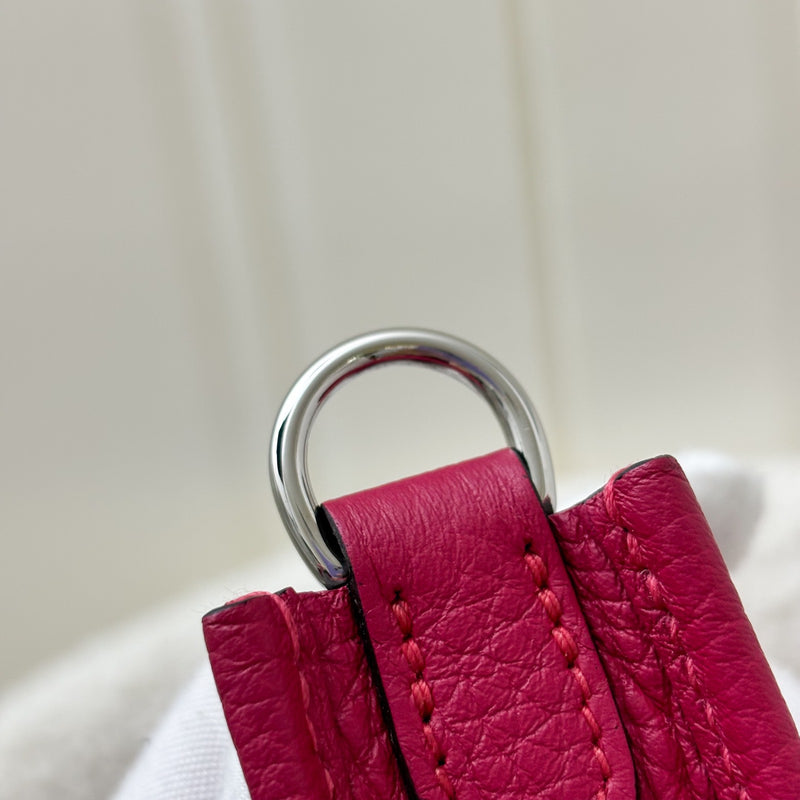 Hermes Mini Evelyne 16 in Framboise Pink Clemence Leather, Flipperball Canvas Strap and PHW