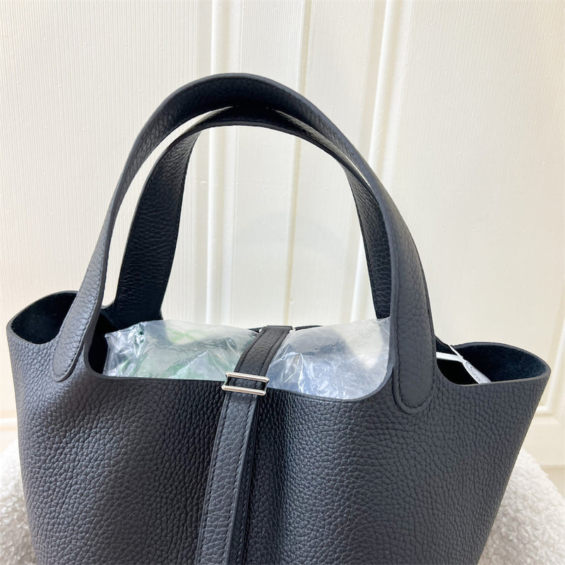 Hermes Picotin 22 in Noir Black Clemence Leather PHW