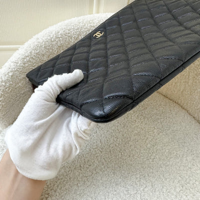 Chanel Medium 24cm O-Case Clutch in Black Caviar and LGHW