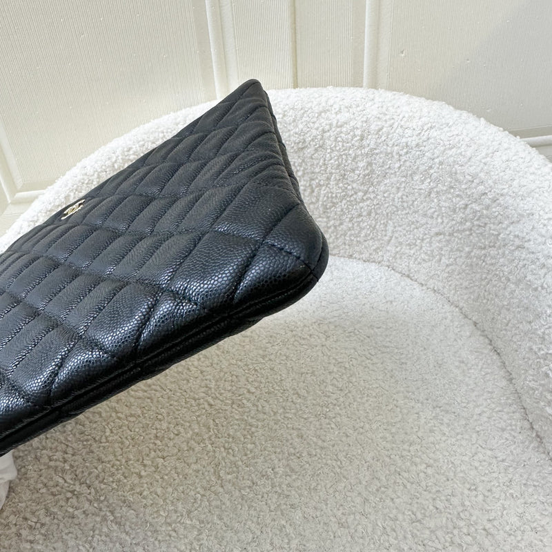 Chanel Medium 24cm O-Case Clutch in Black Caviar and LGHW