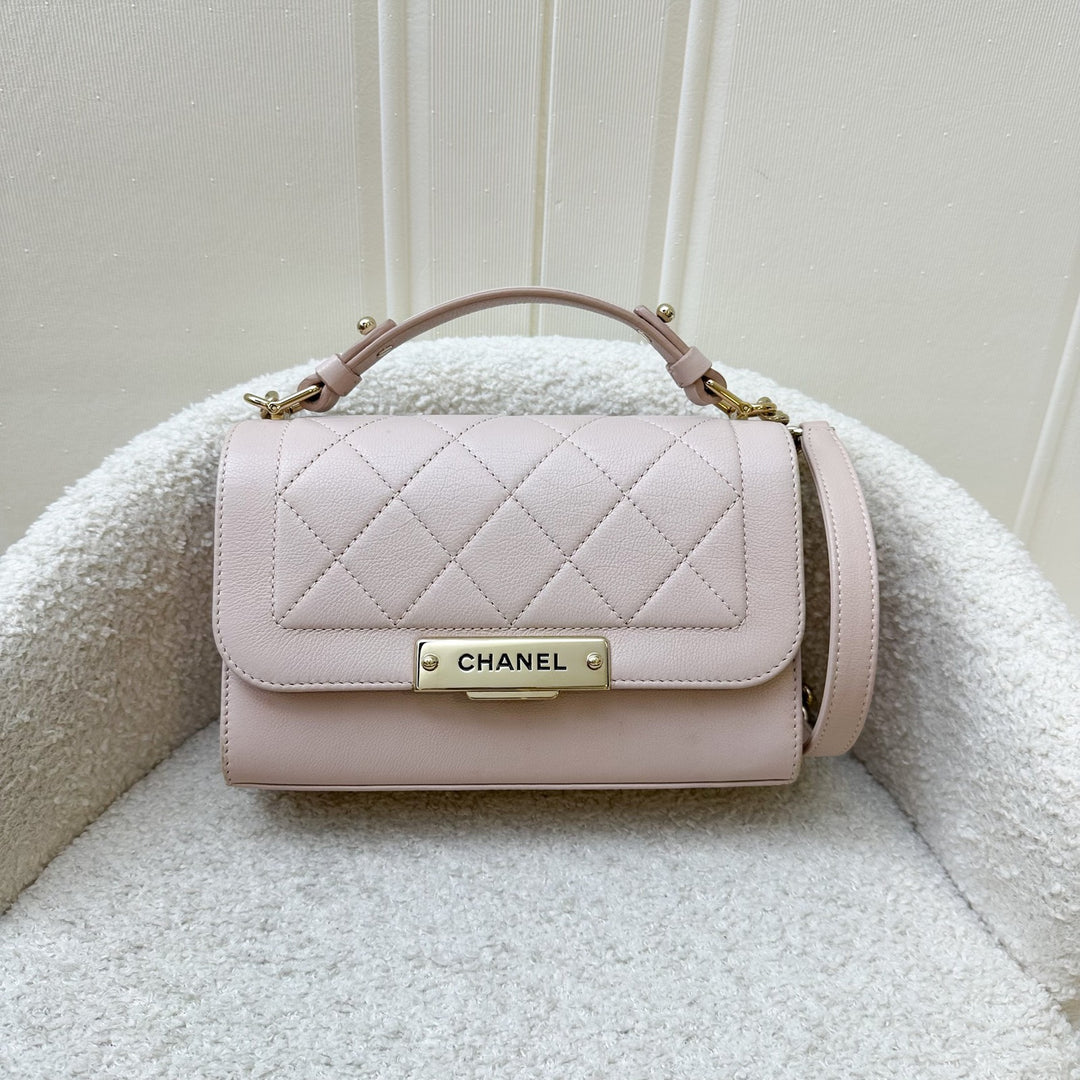 Chanel 17C Click Label Shoulder Bag in Light Pink Calfskin and