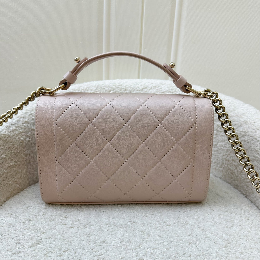Chanel 17C Click Label Shoulder Bag in Light Pink Calfskin and