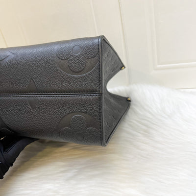LV Onthego MM Tote in Black Giant Monogram Empreinte Leather and GHW