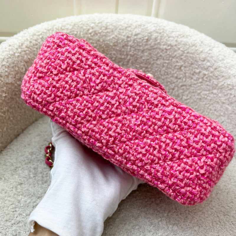 Chanel Classic Mini Rectangle Flap Bag in Pink Tweed and LGHW (Model: A69900)