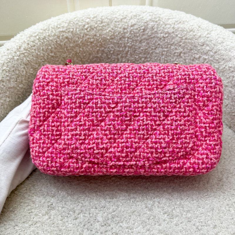 Chanel Classic Mini Rectangle Flap Bag in Pink Tweed and LGHW (Model: A69900)