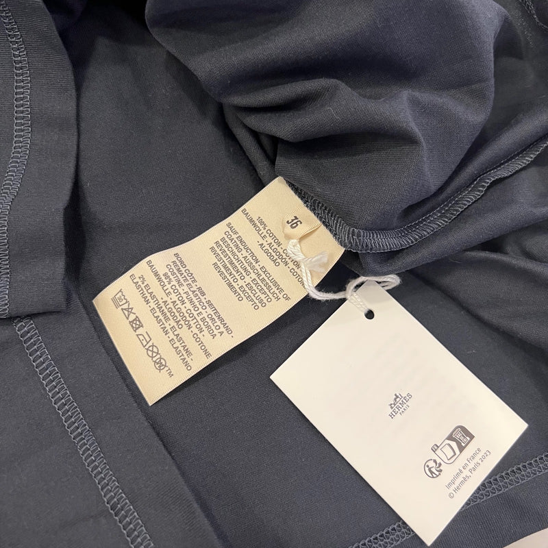 Hermes Droit Cartouche T-shirt in Bleu Noir Cotton
