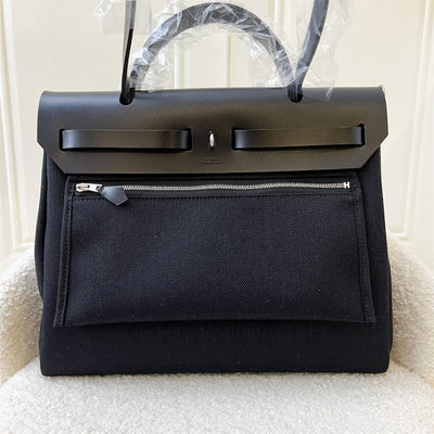 Hermes Retourne Herbag 31 Zip in Black Canvas, Black Leather and PHW