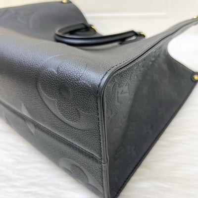 LV Onthego MM Tote in Black Giant Monogram Empreinte Leather and GHW