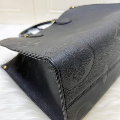 LV Onthego MM Tote in Black Giant Monogram Empreinte Leather and GHW