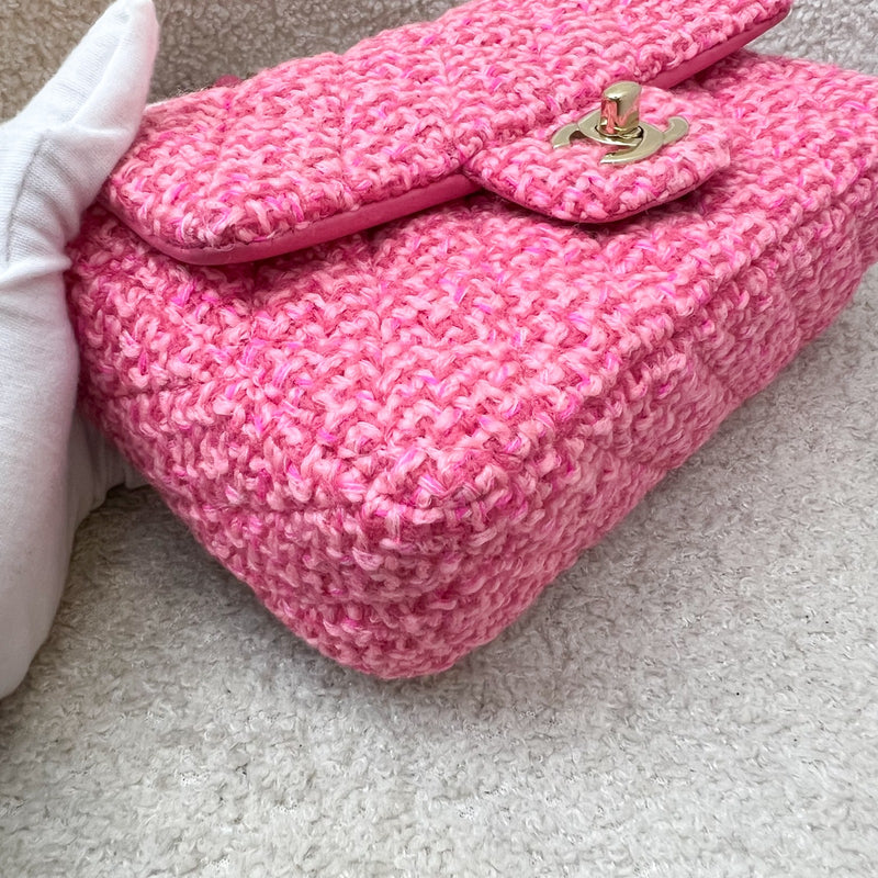 Chanel Classic Mini Rectangle Flap Bag in Pink Tweed and LGHW (Model: A69900)