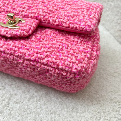 Chanel Classic Mini Rectangle Flap Bag in Pink Tweed and LGHW (Model: A69900)