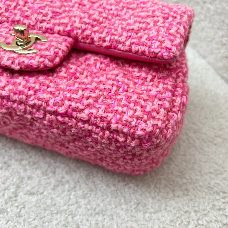 Chanel Classic Mini Rectangle Flap Bag in Pink Tweed and LGHW (Model: A69900)