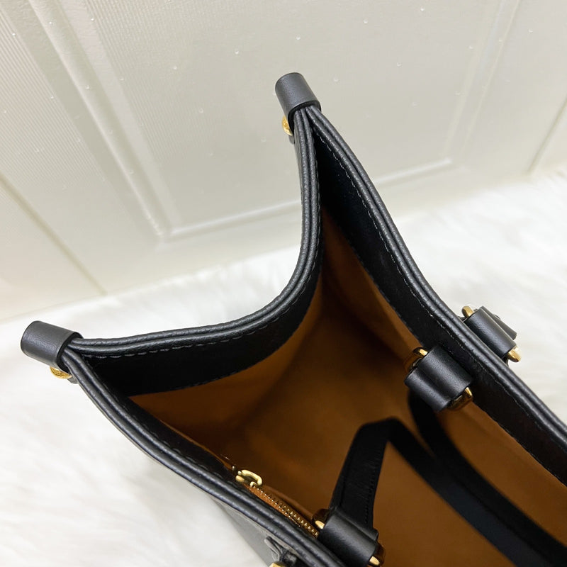 LV Onthego MM Tote in Black Giant Monogram Empreinte Leather and GHW