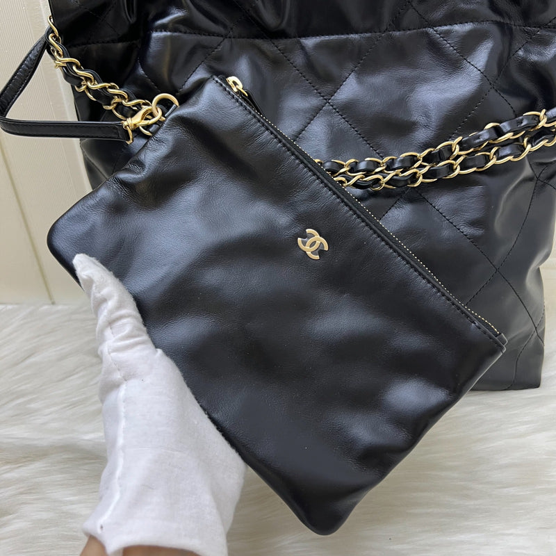 Chanel 22 Small Hobo Bag in Black Calfskin and AGHW