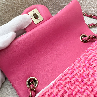 Chanel Classic Mini Rectangle Flap Bag in Pink Tweed and LGHW (Model: A69900)