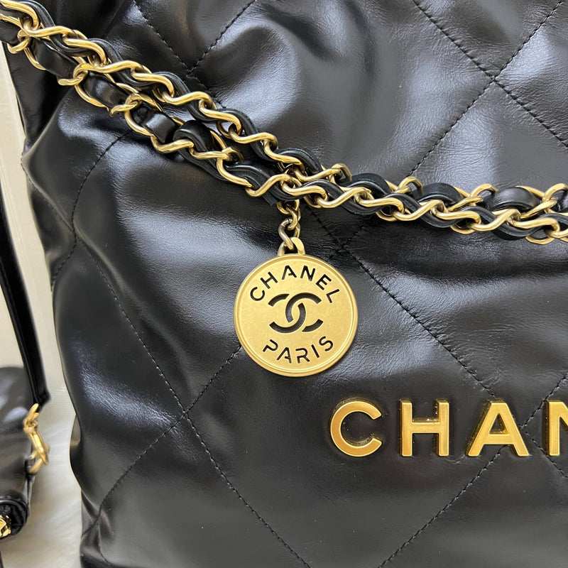 Chanel 22 Small Hobo Bag in Black Calfskin and AGHW