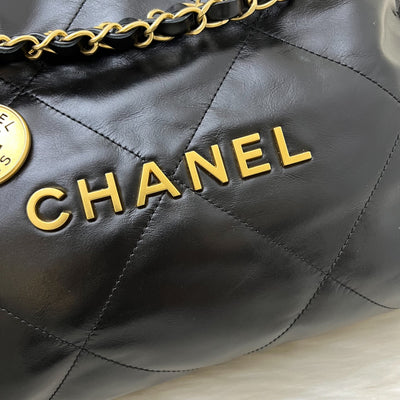 Chanel 22 Small Hobo Bag in Black Calfskin and AGHW