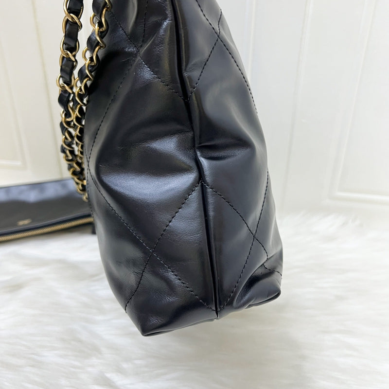 Chanel 22 Small Hobo Bag in Black Calfskin and AGHW