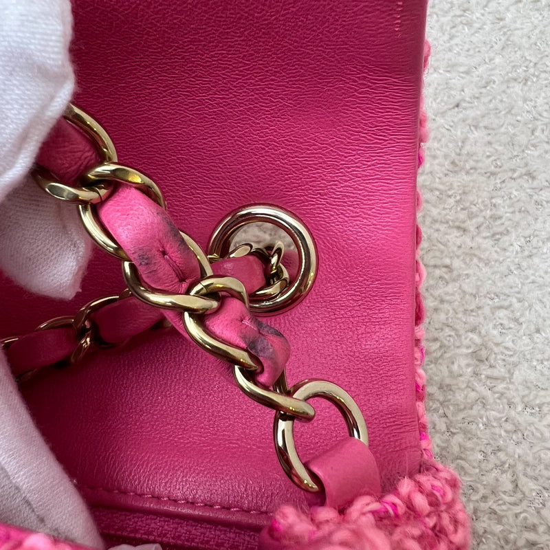 Chanel Classic Mini Rectangle Flap Bag in Pink Tweed and LGHW (Model: A69900)