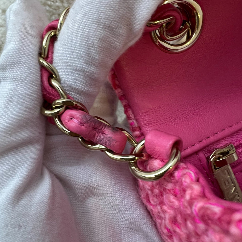 Chanel Classic Mini Rectangle Flap Bag in Pink Tweed and LGHW (Model: A69900)
