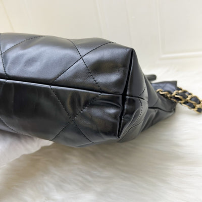 Chanel 22 Small Hobo Bag in Black Calfskin and AGHW