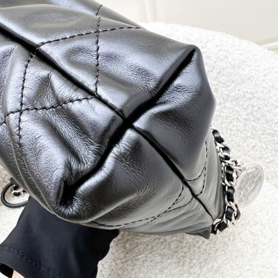 [Unused - Full set - 2024] Chanel 22 Mini Hobo Handbag in Black Shiny Calfskin and SHW