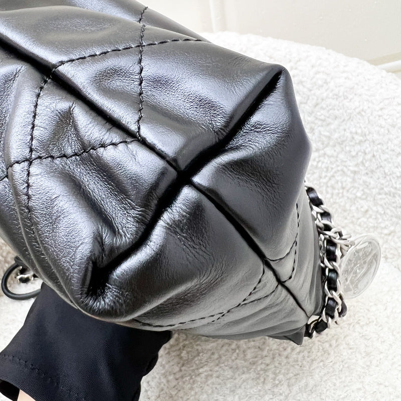 [Unused - Full set - 2024] Chanel 22 Mini Hobo Handbag in Black Shiny Calfskin and SHW