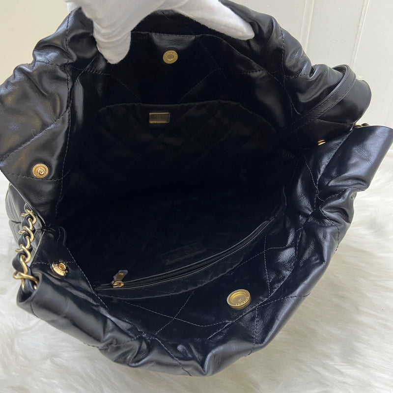 Chanel 22 Small Hobo Bag in Black Calfskin and AGHW