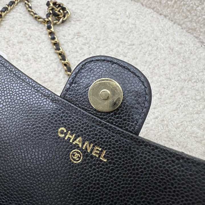 Chanel Phone Holder / Wallet On Chain WOC in Black Caviar and LGHW