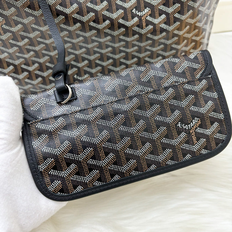 Goyard Saint Louis PM Tote in Black Signature Goyardine Canvas