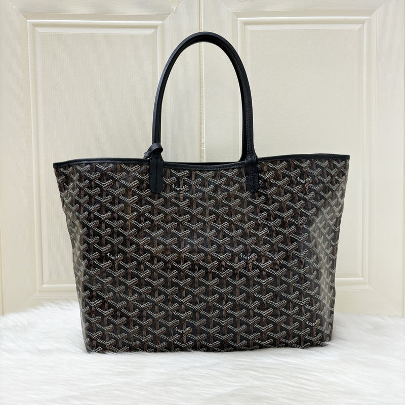 Goyard Saint Louis PM Tote in Black Signature Goyardine Canvas